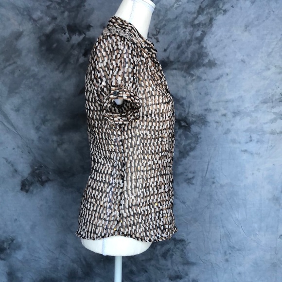 BCX- Sheer Top with Brown, Black and White pattern - Picture 2 of 5